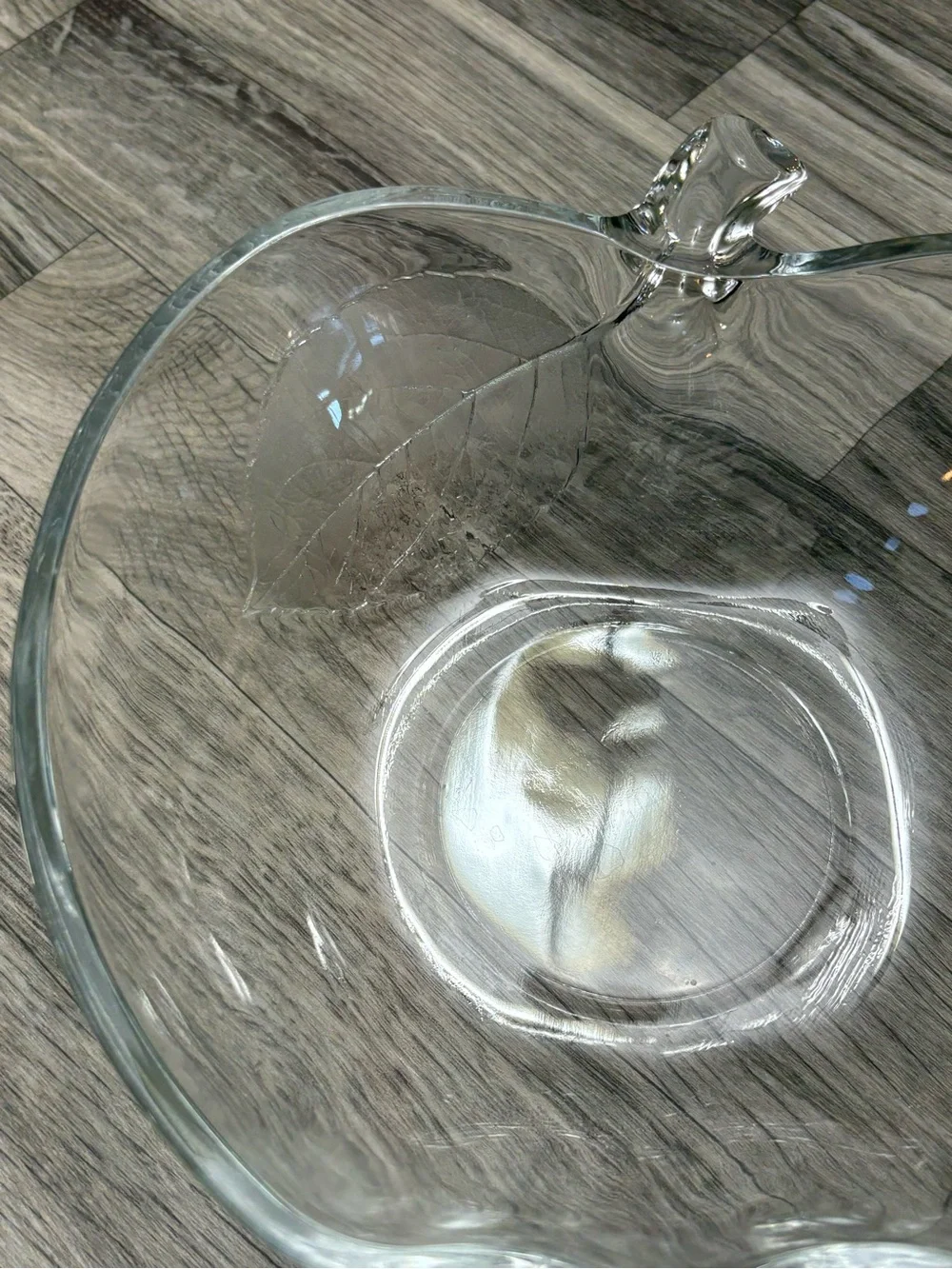 Vintage KIG Clear Glass Apple Shaped Serving Bowl Mid Century 9”